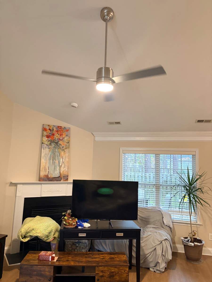 Finished ceiling fan installation in Leland NC home